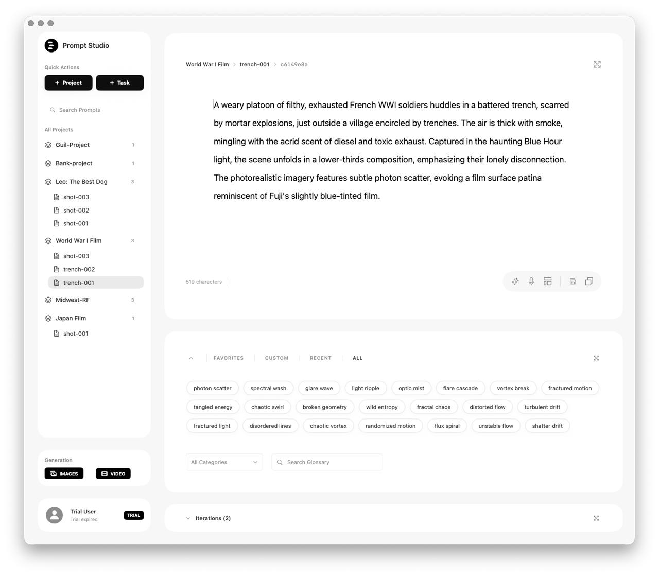 Prompt Studio app screenshot